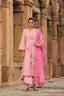pink pure cotton set with designer palazzo & kota doriya dupatta – embroidery & lace detailing
