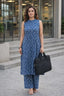 Indigo A-Line Co-ord Set with Mirror Work Yoke & Pocket Pants