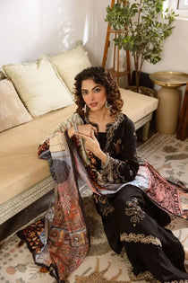 black german rayon embroidered kurta set with digital print dupatta & wide palazzo – elegant 3-piece ethnic wear